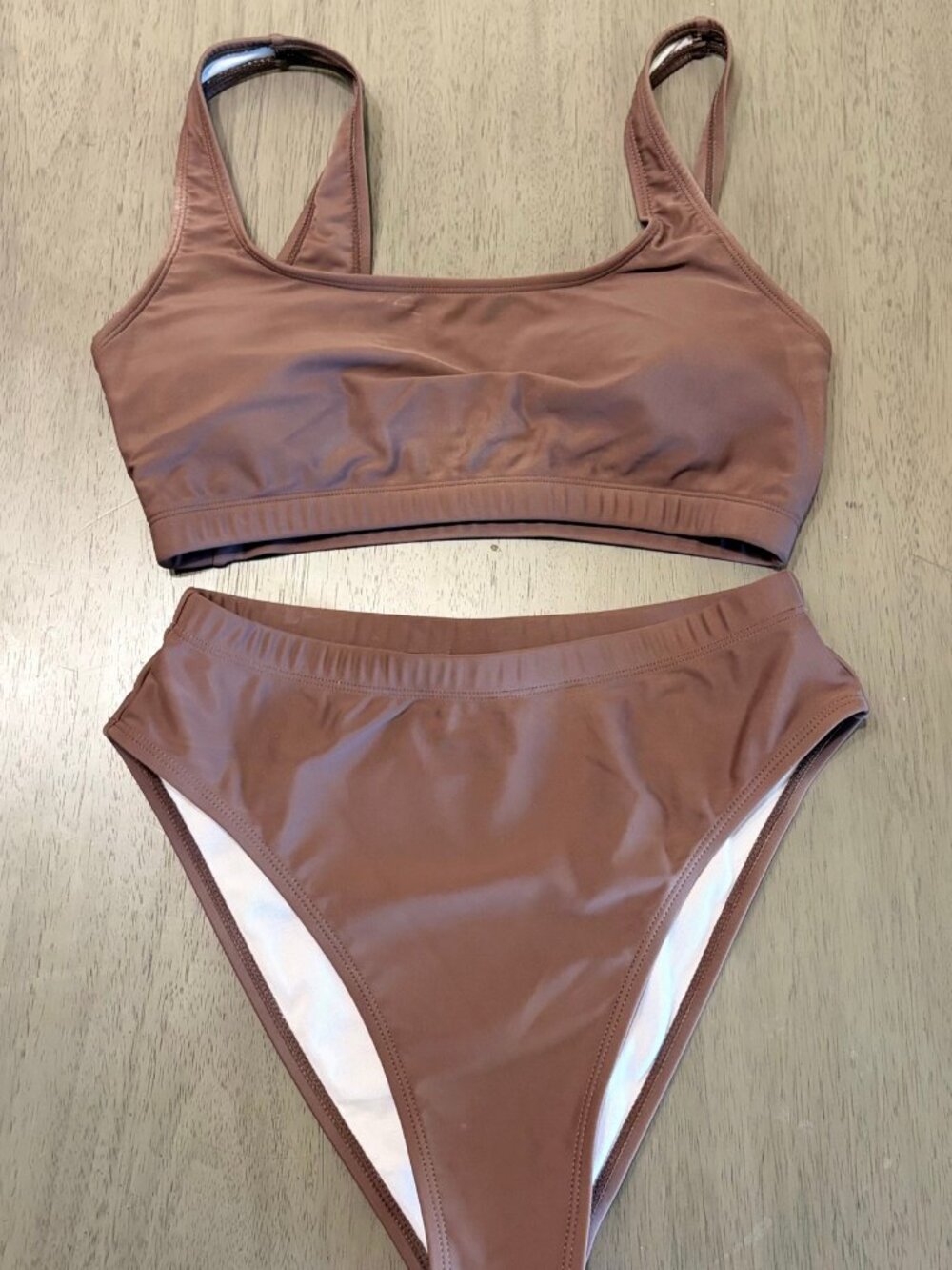 Women's Brown High Waisted Bikini Set Swimsuit Size Medium